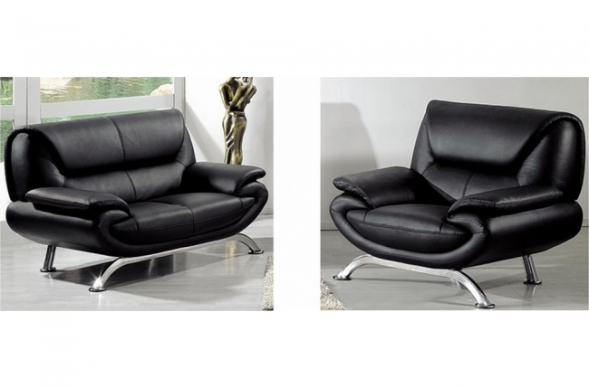 2eme paiement de la commande: ensemble composé d'un canapé 2 places et d'un fauteuil, en cuir italien jonah, noir, 6x sans frais, total de la commande 1551 euros