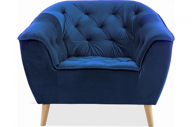 fauteuil 1 place gallery en tissu de qualité, couleur bleu