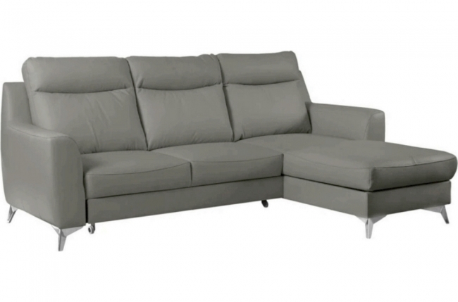 1er paiement de la commande: canapé d'angle convertible en cuir italien de luxe 5/6 places gianni avec coffre, gris clair, angle droit , 6x sans frais, total de la commande: 1548 euros