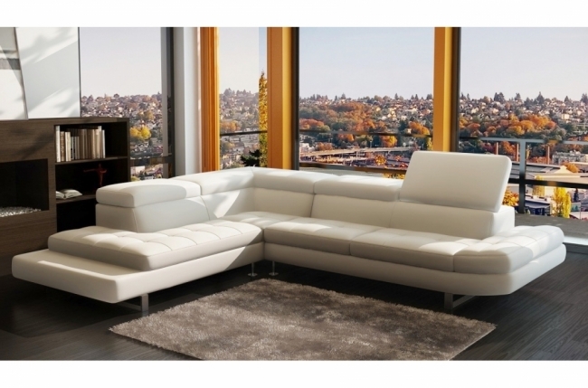 canapé d'angle en cuir italien prestige luxe 5/6 places grand city, blanc