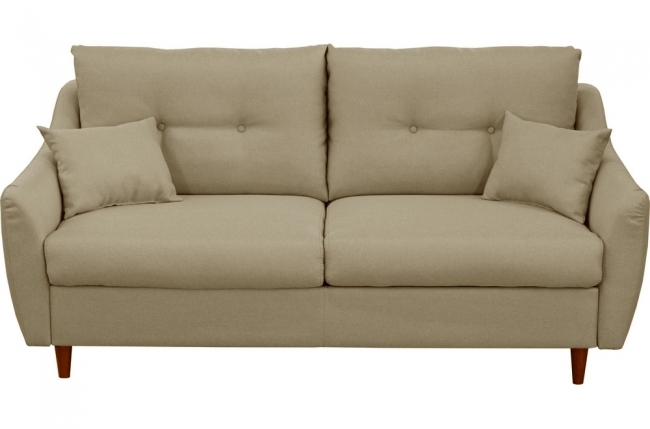canapé 3 places convertible en tissu de luxe hans, beige