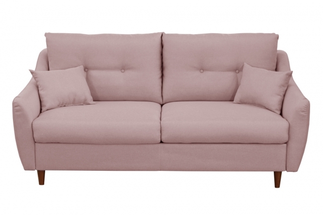 canapé 3 places convertible en tissu de luxe hans, rose pale