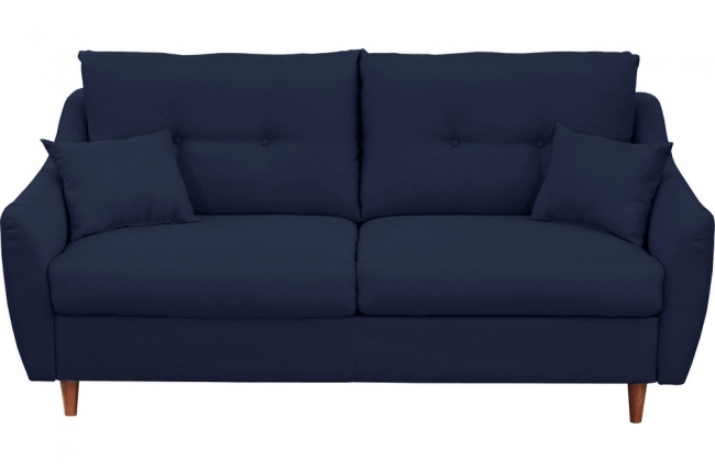 canapé 3 places convertible en tissu de luxe hans, bleu foncé