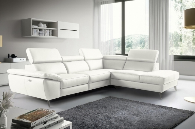 solde de paiement : commande canapé d'angle relax en 100% tout cuir épais de luxe italien avec relax électrique, 5/6 places kaster, blanc cassé, angle droit - [canape-tout-cuir-prestige-kaster, reste à payer 909 euros