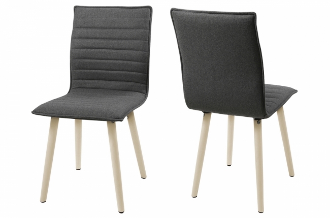 lot de 2 chaises design tissu gris clair et pieds pigmentés blancs, kenza