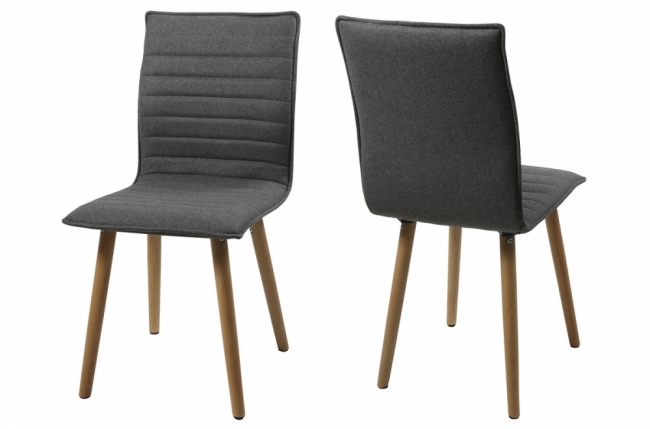 lot de 2 chaises design tissu gris clair, kenzi
