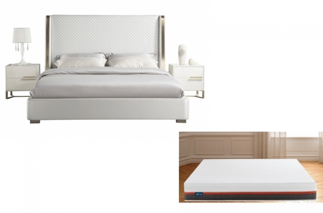 2eme paiement de la commande: lit design de luxe perfecto, avec sommier à lattes, 160x200, blanc, exceptionnel matelas zéna 160x200 avec 4 couches, 26 cm, matelas haute technologie, 6x sans frais, total commande: 1817 euros