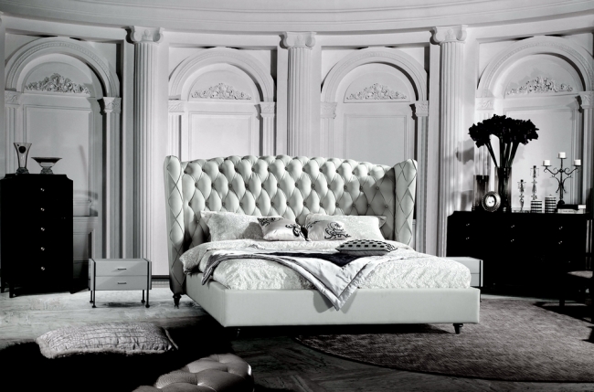 lit design de luxe princesse, avec sommier à lattes, blanc 180x200