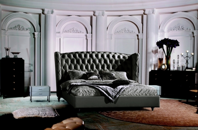 lit design de luxe princesse, avec sommier à lattes, gris foncé 180x200