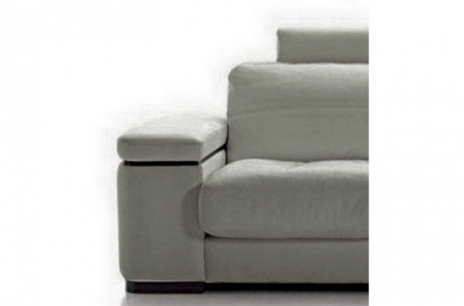 fauteuil une place en cuir italien maison blanche, gris clair