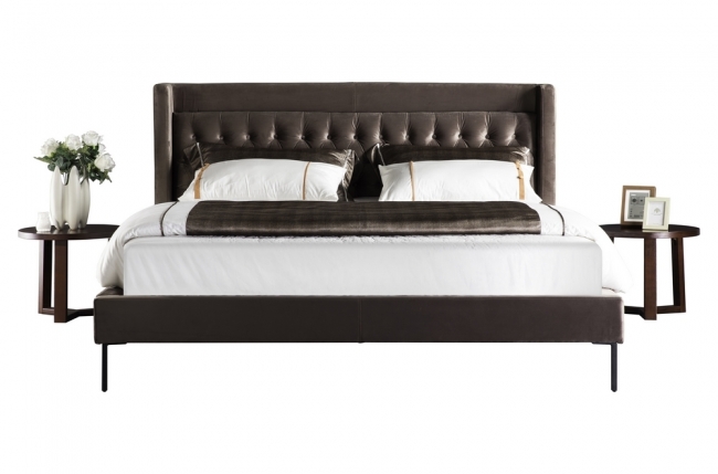 lit design en tissu de luxe marta, couleur chocolat n°06, 140x190