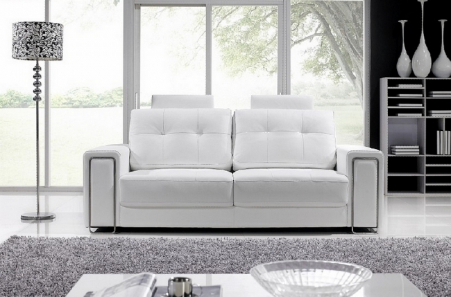 canapé 3 places en cuir prestige luxe haut de gamme italien matignon, blanc