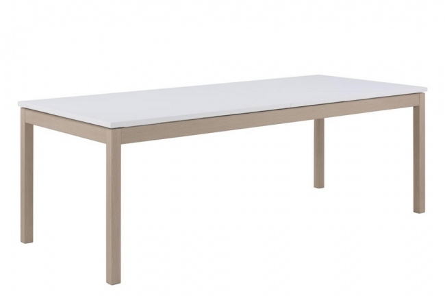 table à manger modo, rallonge débordante, blanc