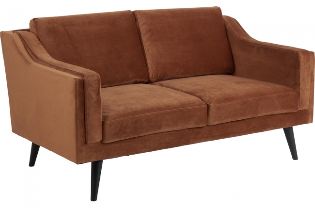 canapé 2 places en tissu de qualité montero, couleur : marron cuivre