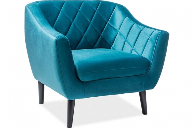 fauteuil montini 1 place en tissu de qualité, couleur turquoise