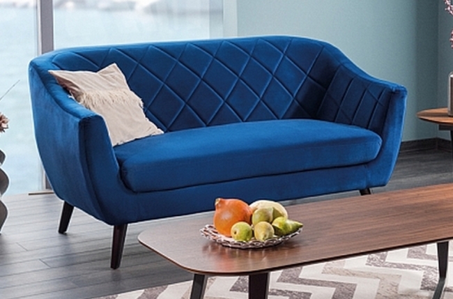canapé montini 2 places en tissu de qualité, couleur bleu foncé