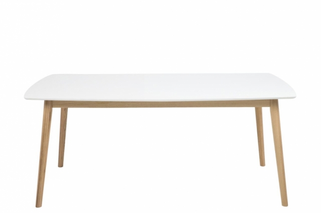table à manger namaskar 180, bois laqué, plateau blanc
