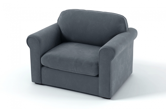 fauteuil 1 place en tissu de qualité nikos, gris-bleu.