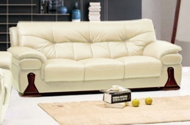 canapé 3 pièces oxford en cuir luxe italien vachette, écru