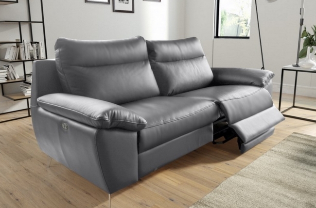 2eme paiement de la commande: canapé taille 2 places avec 2 relax en 100% tout cuir épais de luxe italien avec 2 relax électriques, perini, gris, 6x sans frais, total de la commande 1568 euros