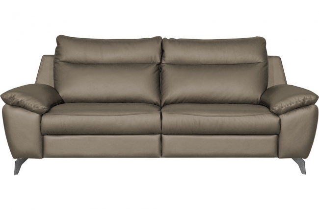 canapé taille 2 places en 100% tout cuir épais de luxe italien, perla, taupe