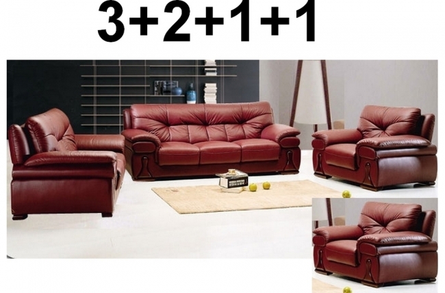 ensemble oxford 4 pièces: composé d'un canapé: 3+2+1+1,   3 places + 2 places + 2 fauteuils en cuir luxe italien vachette, bordeaux 