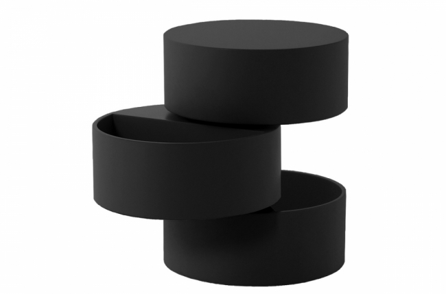 table basse design laquée noir mat avec rangement pool