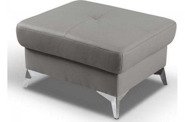 pouf soreno en cuir italien haut de gamme vachette, coloris gris