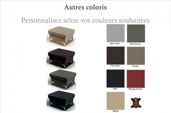 pouf soreno en cuir italien haut de gamme vachette, couleur personnalisée