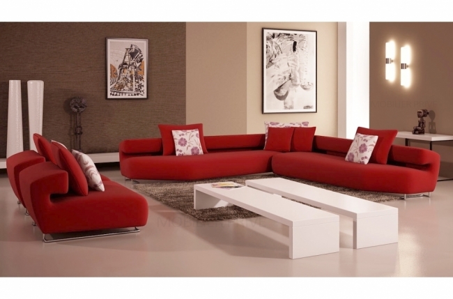 ensemble cuir italien canapé d'angle et 2 fauteuils parma rouge
