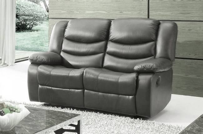 canapé 2 places relaxation en cuir italien relaxis, effet balancier pour le 2 places, gris foncé