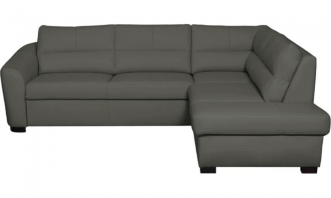 1er paiement de la commande: canapé d'angle convertible en cuir italien de luxe 5 places rinaldi avec coffre, gris foncé, angle droit (vu de face), 6x sans frais, total de la commande : 2128 euros