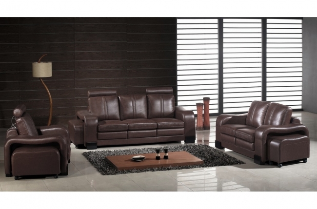 ensemble composé d'un canapé 3 places et d'un canapé 2 places et d'un fauteuil en cuir luxe italien, rosso, chocolat