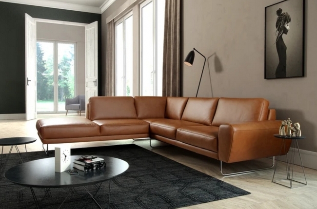 2eme paiement de la commande : canapé d'angle en 100% tout cuir italien de prestige 6/7 places spencer, marron cognac, angle gauche , 6x sans frais , total de la commande: 2358 euros