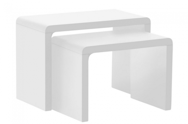 table basse sully, gigogne, haute brillance, blanc