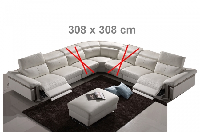 solde de la commande: canapé d'angle 2 relax électriques, cuir buffle italien luxe relaxino, gris clair, sur mesure sur demande du client, dimensions 308 x 308 cm, 30% à la commande, le solde en 3x sans frais, total commande 2638 euros, livraison éco