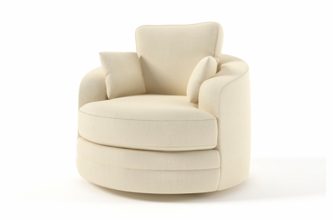 fauteuil 1 place pivotant en tissu de qualité swity, ivoire