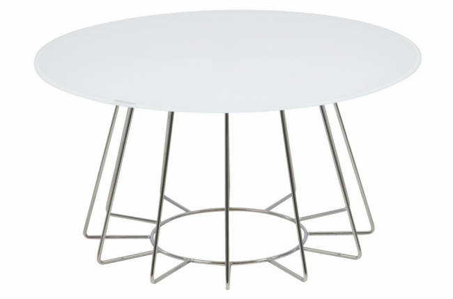 table basse design, plateau de verre blanc, hauteur réglable, casini