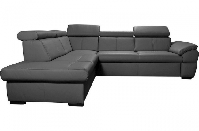 - canapé d'angle en cuir italien de luxe 5/6 places tonus, gris foncé, angle gauche