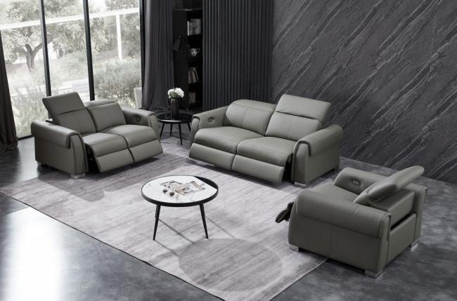 1er paiement de la commande: canapé 3 places avec 2 relax électriques et 1 fauteuil avec 1 relax électrique en cuir italien buffle toprelax, gris foncé, 6x sans frais, total de la commande 2347 euros