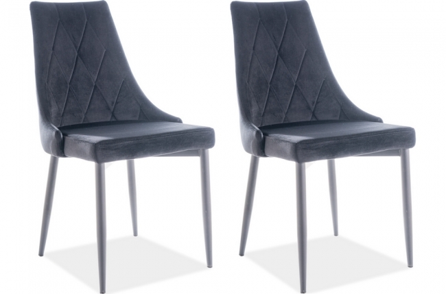 lot de 2 chaises trianon en tissu velours de qualité, couleur noir