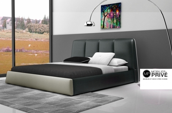 lit design en cuir italien de luxe verdi, gris foncé et gris clair 160x200 en stock