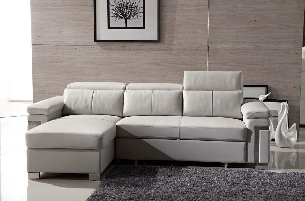 Canapé d'angle convertible cuir buffle italien 5 places, allure, beige