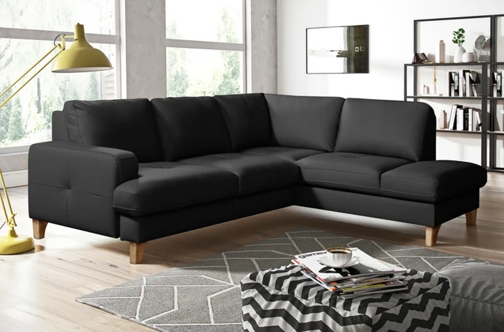 Canapé d'angle relax en cuir de luxe italien avec relax électrique, 5  places bertoni, noir, angle gauche - Mobilier Privé