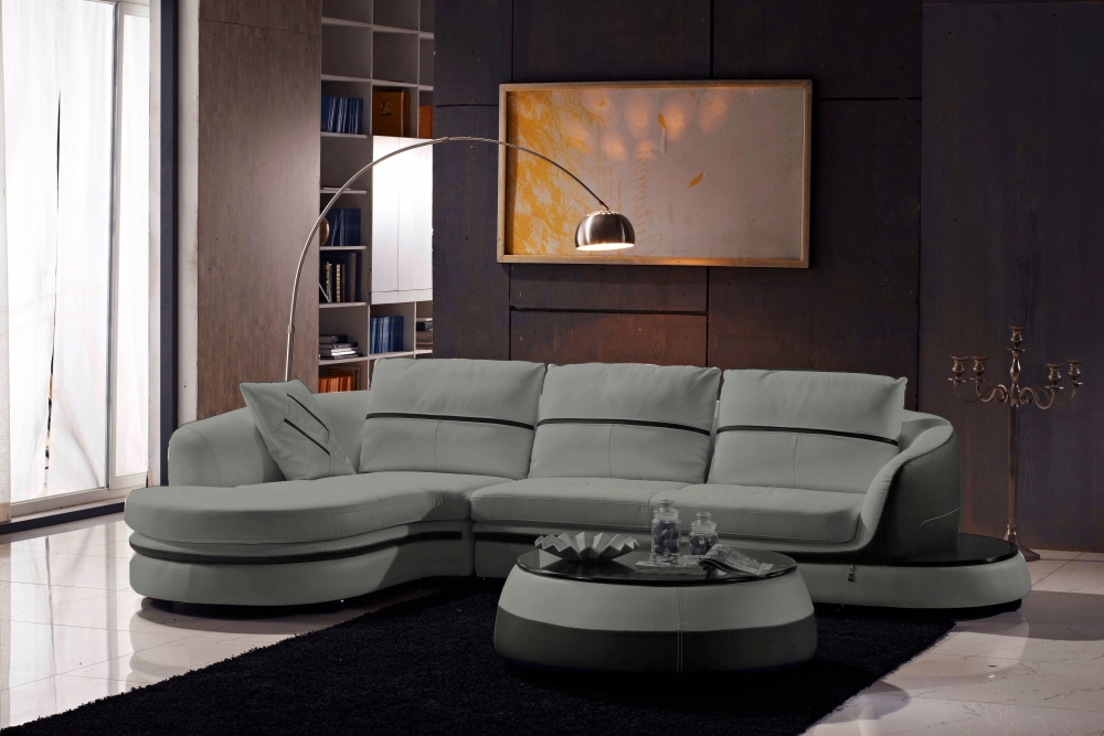 Canapé Dangle Cuir Buffle Italien 56 Places Geneve Table Offerte Gris Clair Et Gris Foncé Angle Gauche