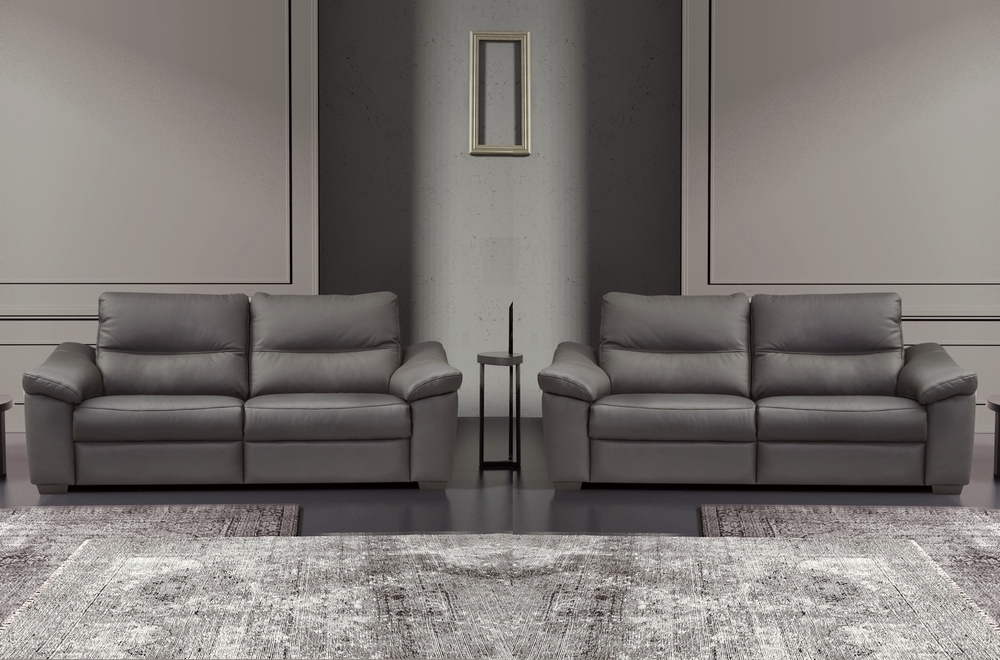 Ensemble De 2 Canapés 3 Places En 100% Tout Cuir épais Italien Vachette Hambourg Couleur Anthracite P7544