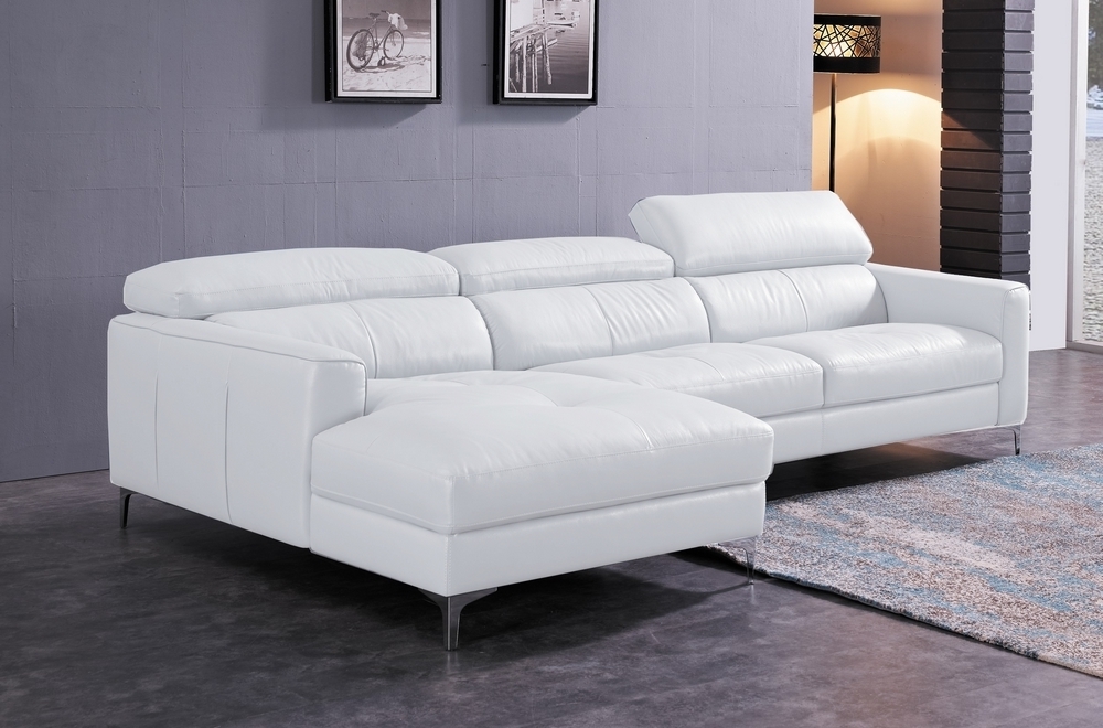 Canapé d'angle de luxe, 5 places argo blanc, angle gauche - Mobilier Privé