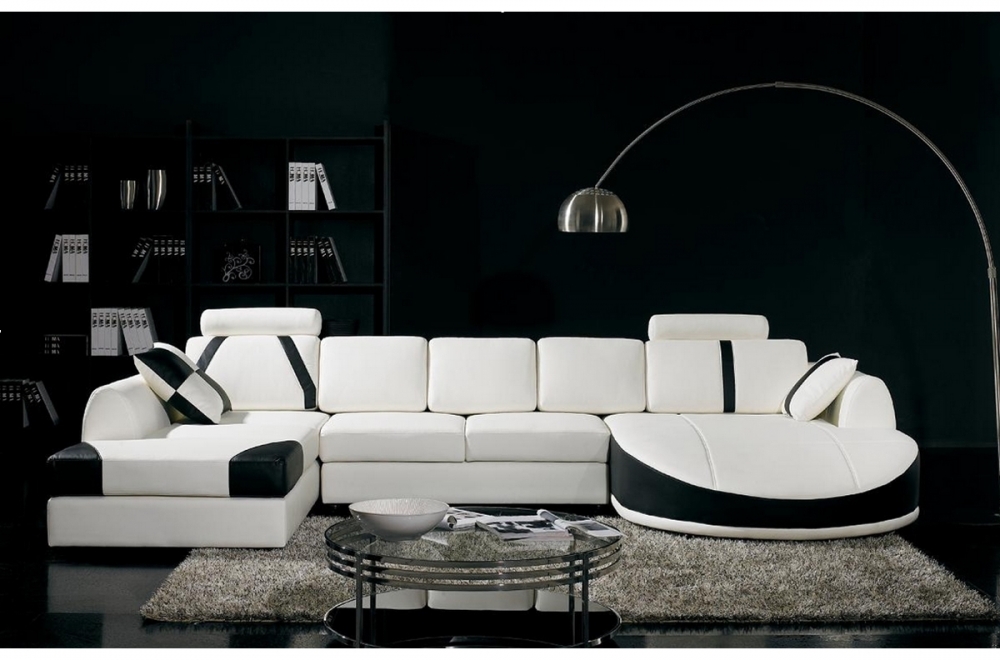 Canapé profond 3 places moderne en cuir blanc Aire de 2078 mm avec