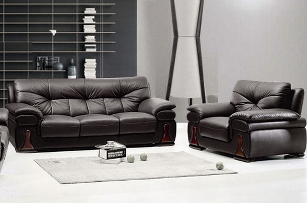 Ensemble canapé 3 places + fauteuil 1 place oxford en cuir luxe italien  vachette, couleur noir - Mobilier Privé