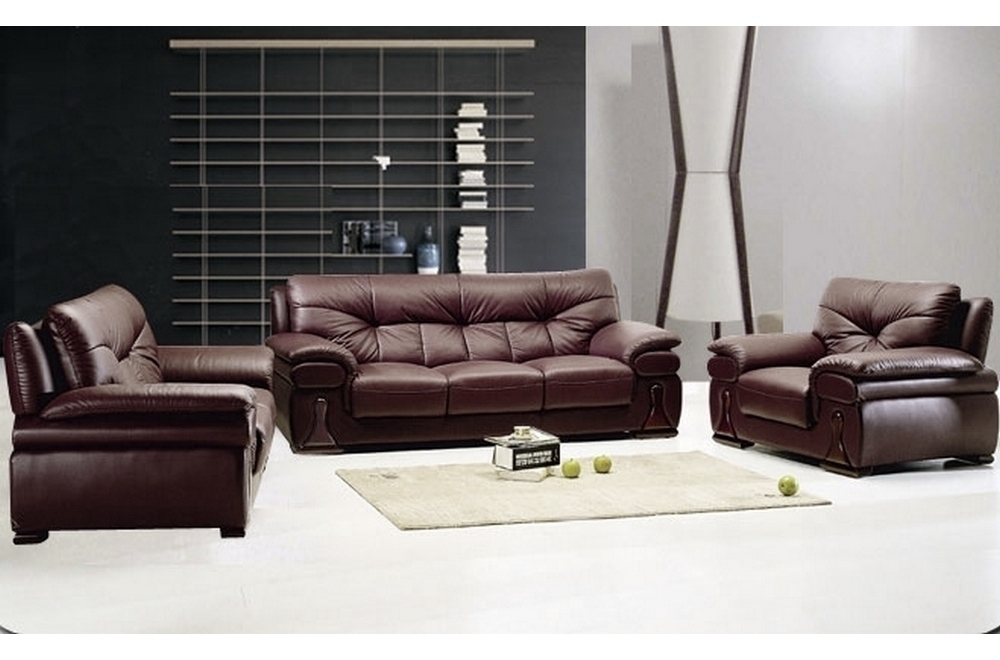 Ensemble oxford 3 pièces: composé d'un canapé 3 places + 2 places +  fauteuil en cuir luxe italien vachette, chocolat - Mobilier Privé